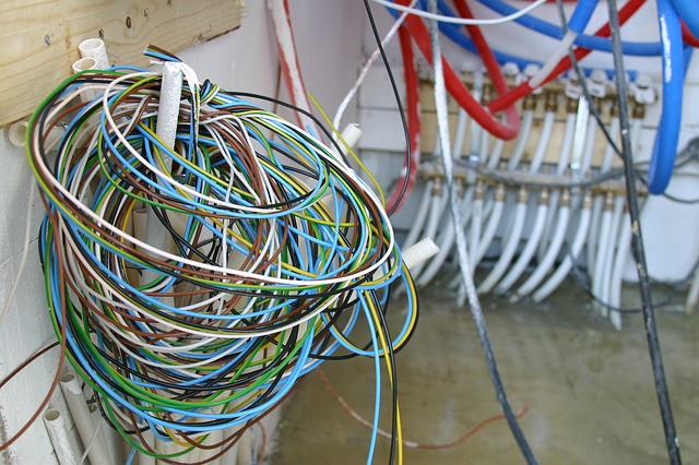 Rolle Stromkabel liegen bereit zum einziehen auf Bau